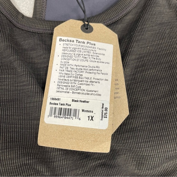 prAna Black Heather Becksa Tank Plus w Compression Fabric - 1X or 2X - NWT - Picture 4 of 6
